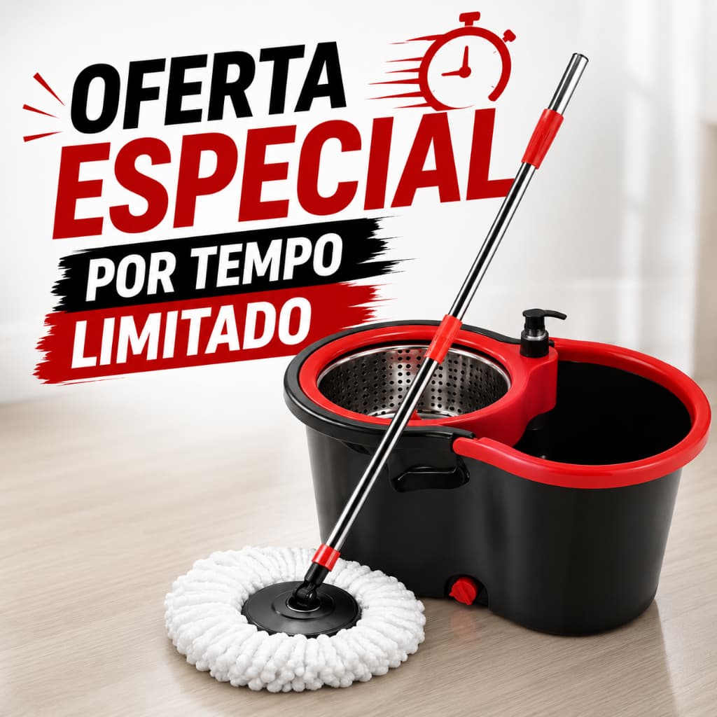 Mop Giratorio Balde Esfregao Pratico Rodinhas Alca Refil Incluso Limpesa