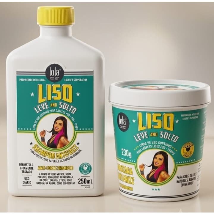 Kit Lola Liso Leve e Solto Shampoo Antirresíduo + Máscara Hidratante Cabelo Liso