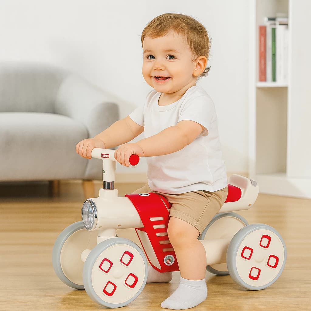 Mini Bike Infantil Quatro Rodas Vermelha Estavel Segura Facil Manejo Crianças Pequenas
