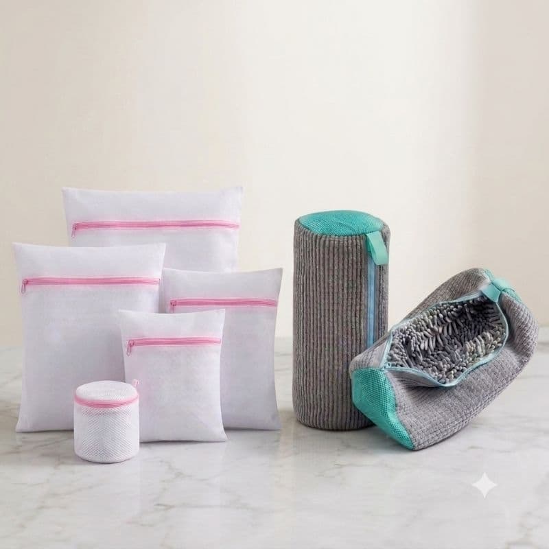 Kit Lavanderia Ziper Sacos + Organizadoran Tênis Lavagem 5 Unidades Branco