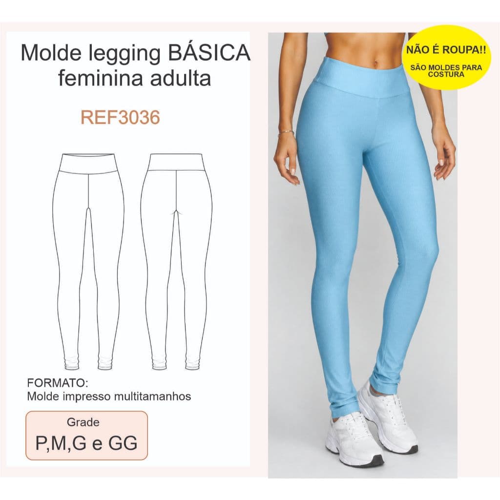 REF3036 Molde Legging Básica Feminina Adulta Multitamanhos P,M,G,GG