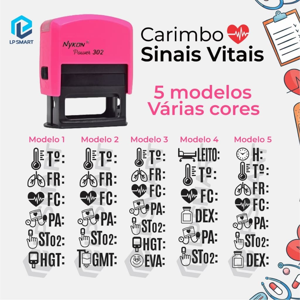 Carimbo Automático Enfermagem Sinais Vitais Prontuário Médico Profissional Saúde