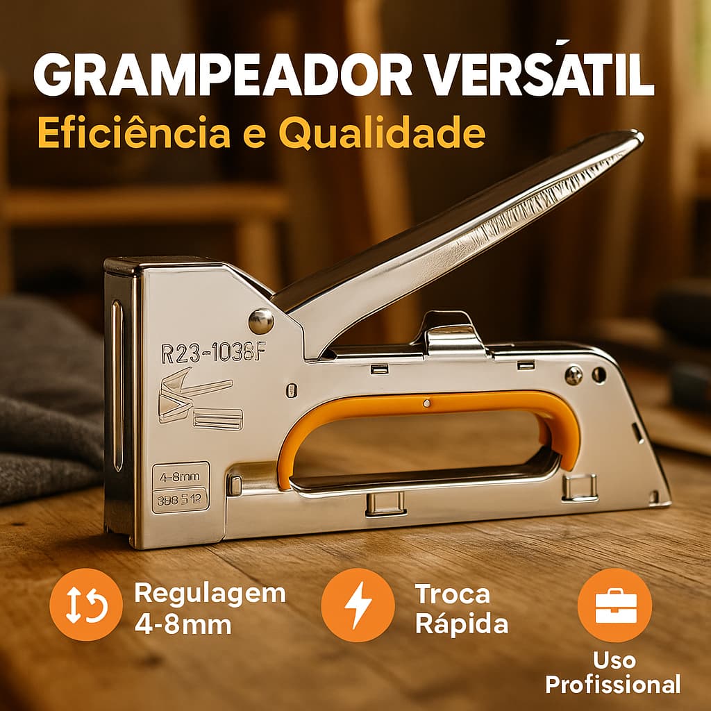 Grampeador Pistola Multifuncional Capacidade Grampos 4 A 8mm Papel Tecido Artesanato