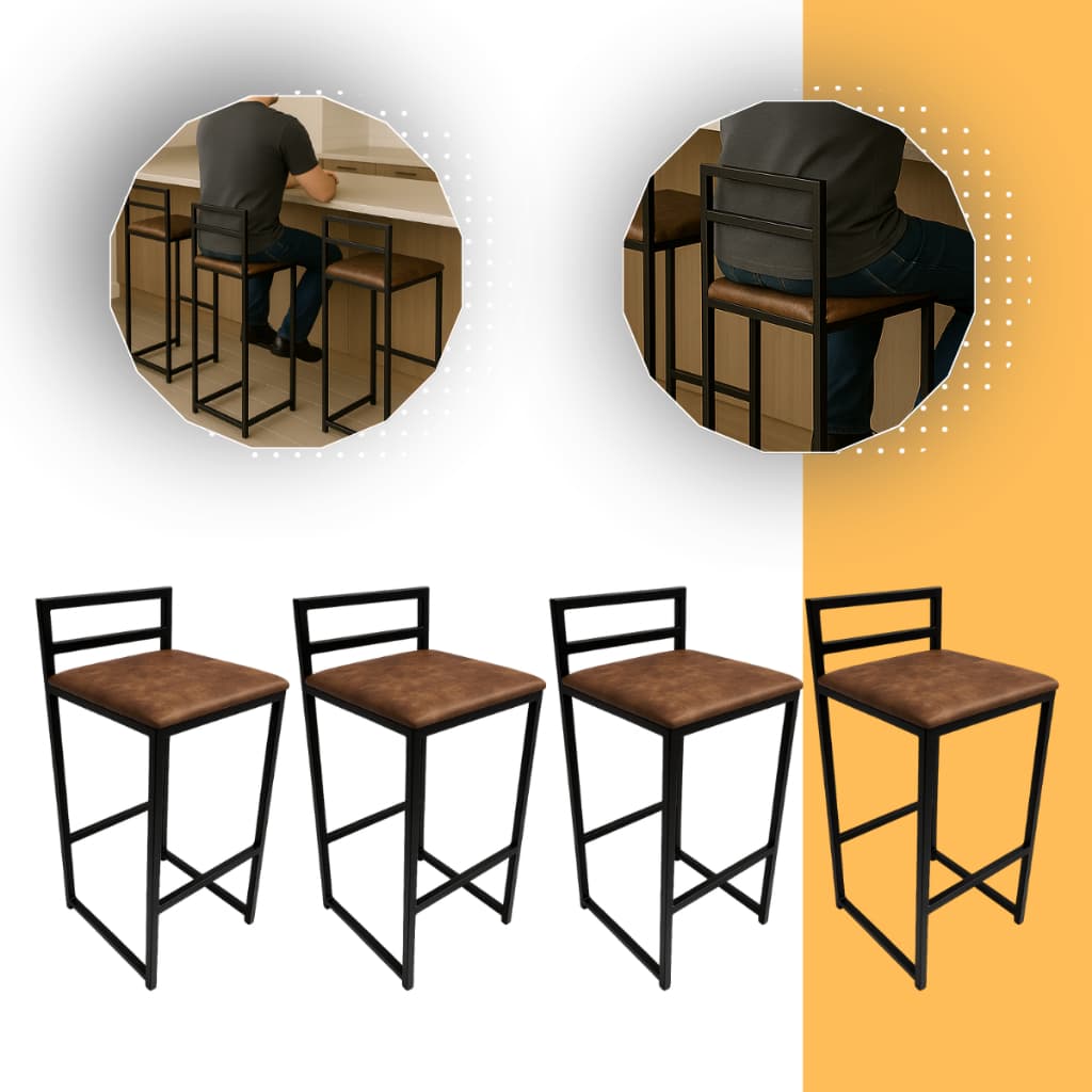 Banquetas Altas Kit 4 Para Balcão, Bar e Ilha