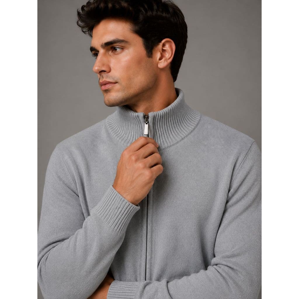 Cardigan Sueter Modal Masculino Blusa de Frio com Ziper Malha Premium