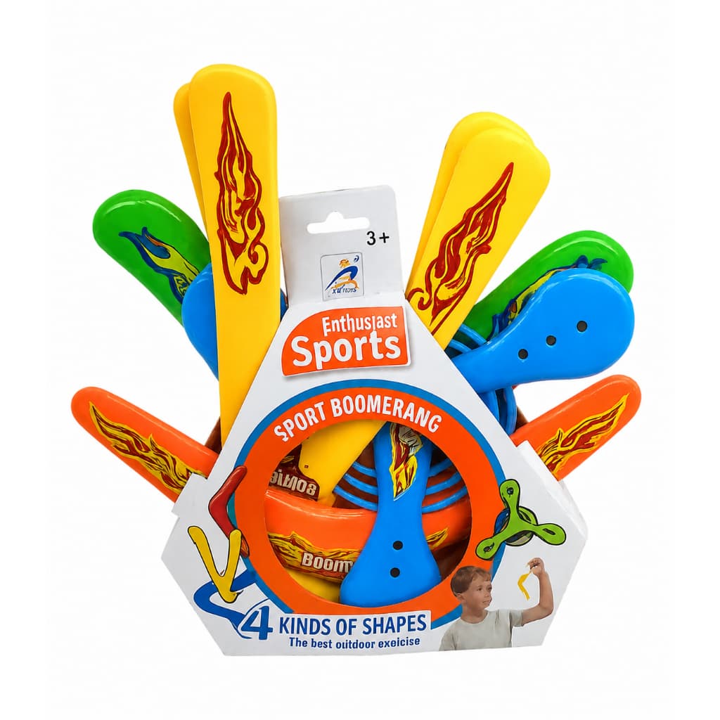 Brinquedo Esporte Bumerangue Diversão Boomerang Kit 4 Unid