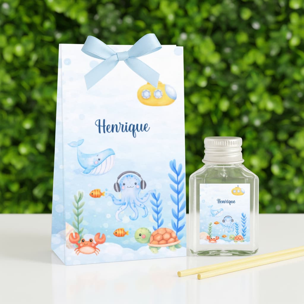 30 Aromatizador Fundo do Mar – Kit Lembrancinha Festa Infantil