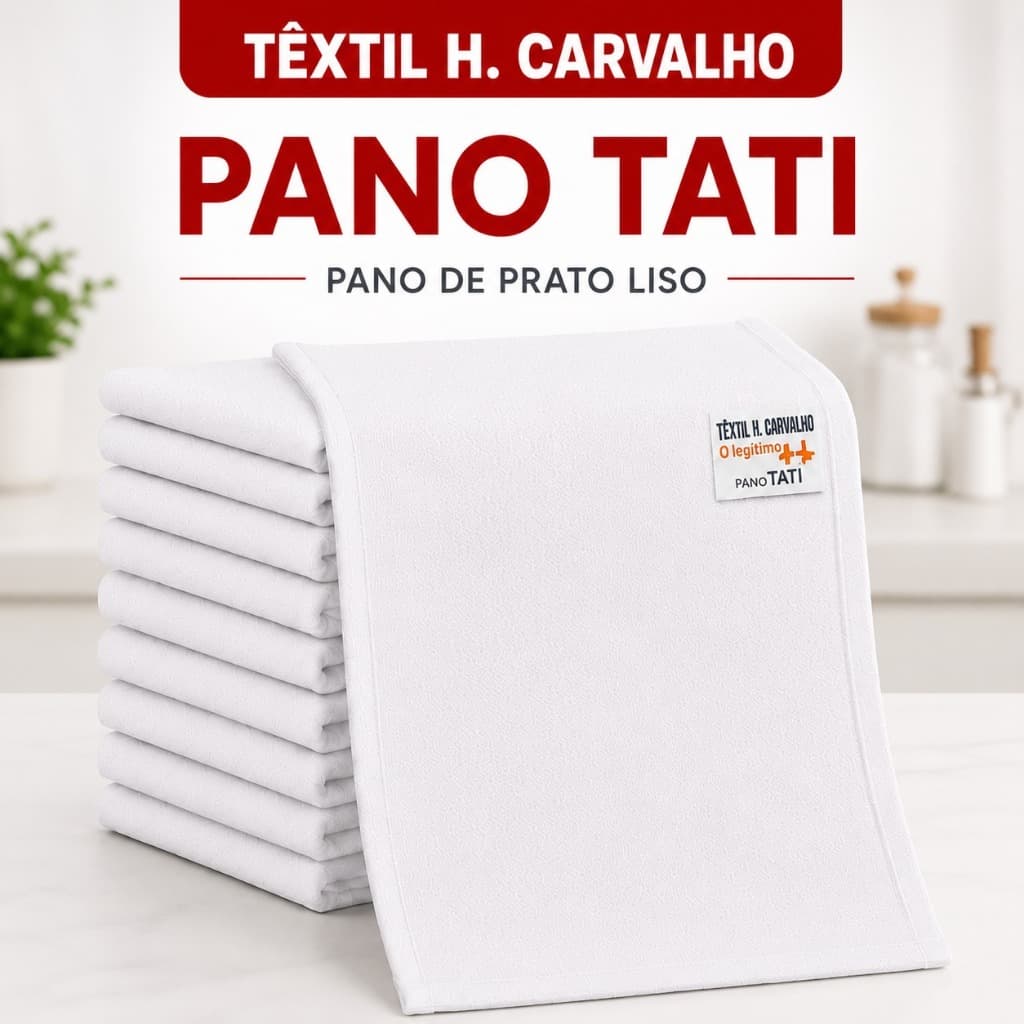 Pano Prato Pé De Galinha Tati Com Bainha Liso Branco - H.Carvalho - Original - Pano de Copa 1uni