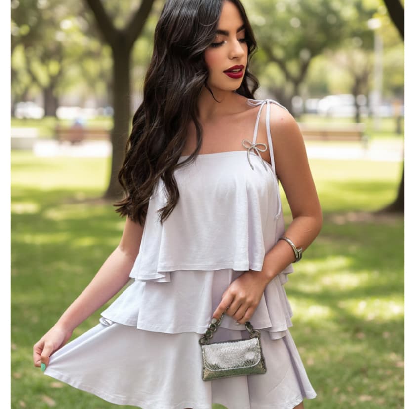 Vestido Juvenil Leve Com Babados E Alças Ajustáveis Modelo Moderno, Confortável E Charmoso 10 Ao 16.