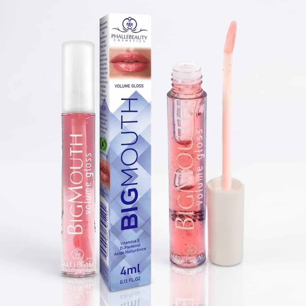 Kit 3 Gloss Labial Big Mouth Pink Glow Phállebeauty Efeito Volume Ácido Hialurônico