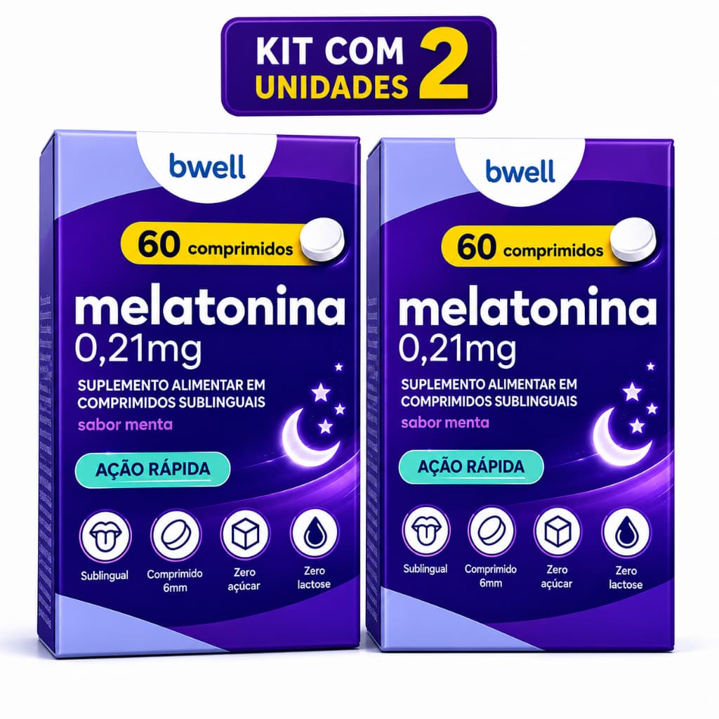 Kit 2 Melatonina Sono Bwell 60 Comprimidos 0,21mg Suplemento Para Dormir Original