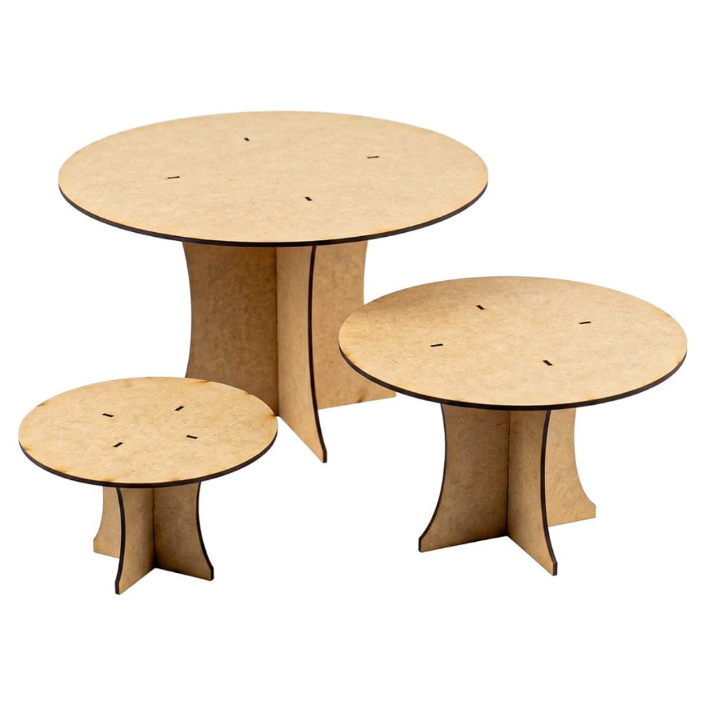 Kit 3 Boleira Decoração Mdf Mesa de Festa Base para Bolo