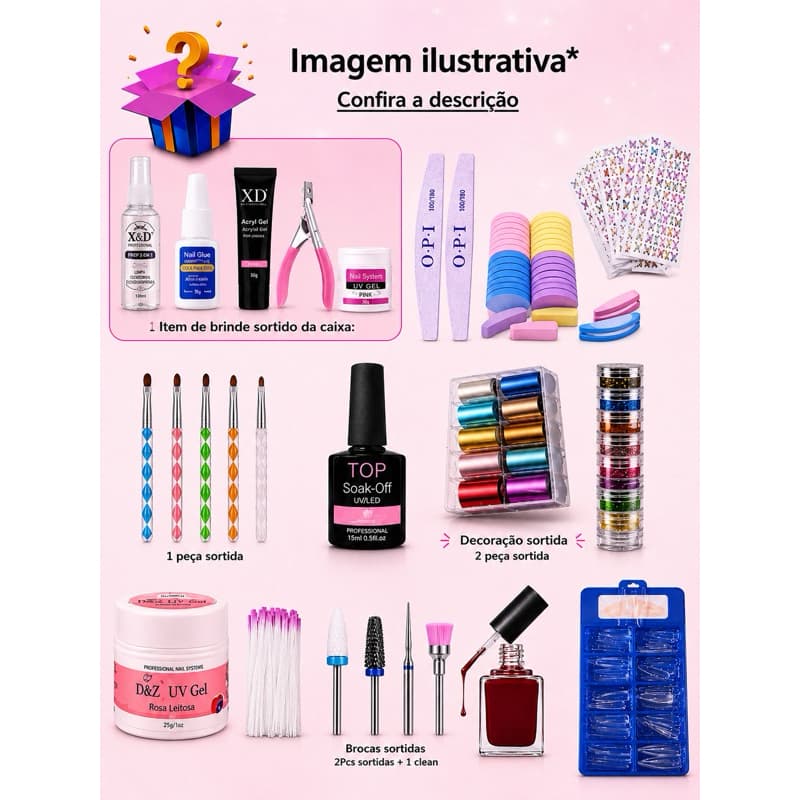 Kit Unhas Gel Reposição Completo Acrigel Manicure Iniciante Profissional  Imediato