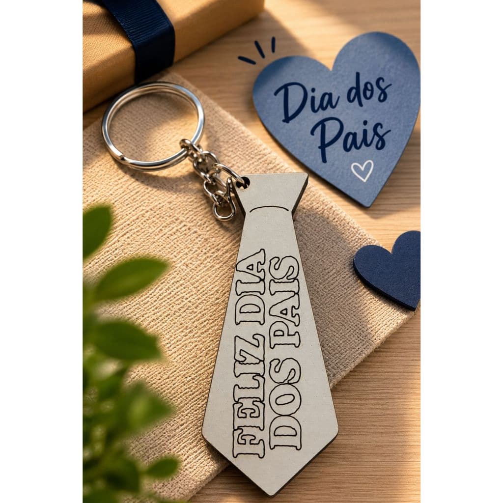 Chaveiros Dia Dos Pais Lembrancinha Gravata Pai Em Mdf Branco Escolas Mimo Festa  - Gravata Branca