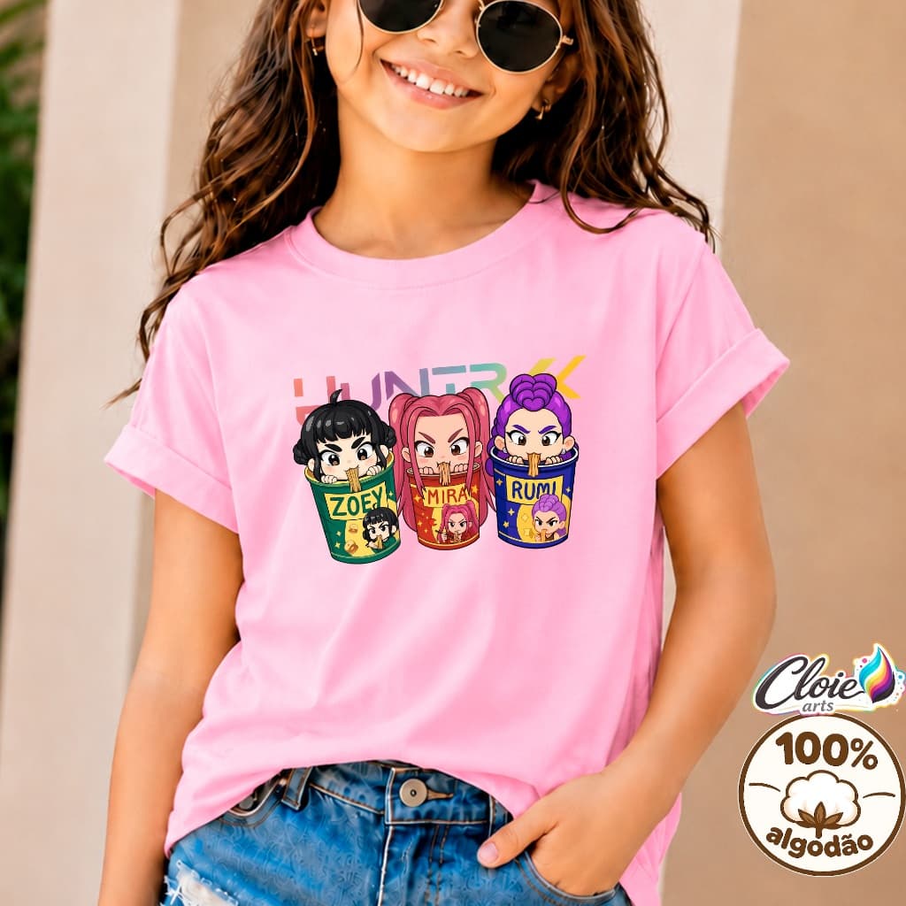 Camiseta Hantrix Infantil 100% Algodão Coleção Especial  Fashion Exclusiva Cute Anime Girl Casual Dia a Dia Blusa  Kpop