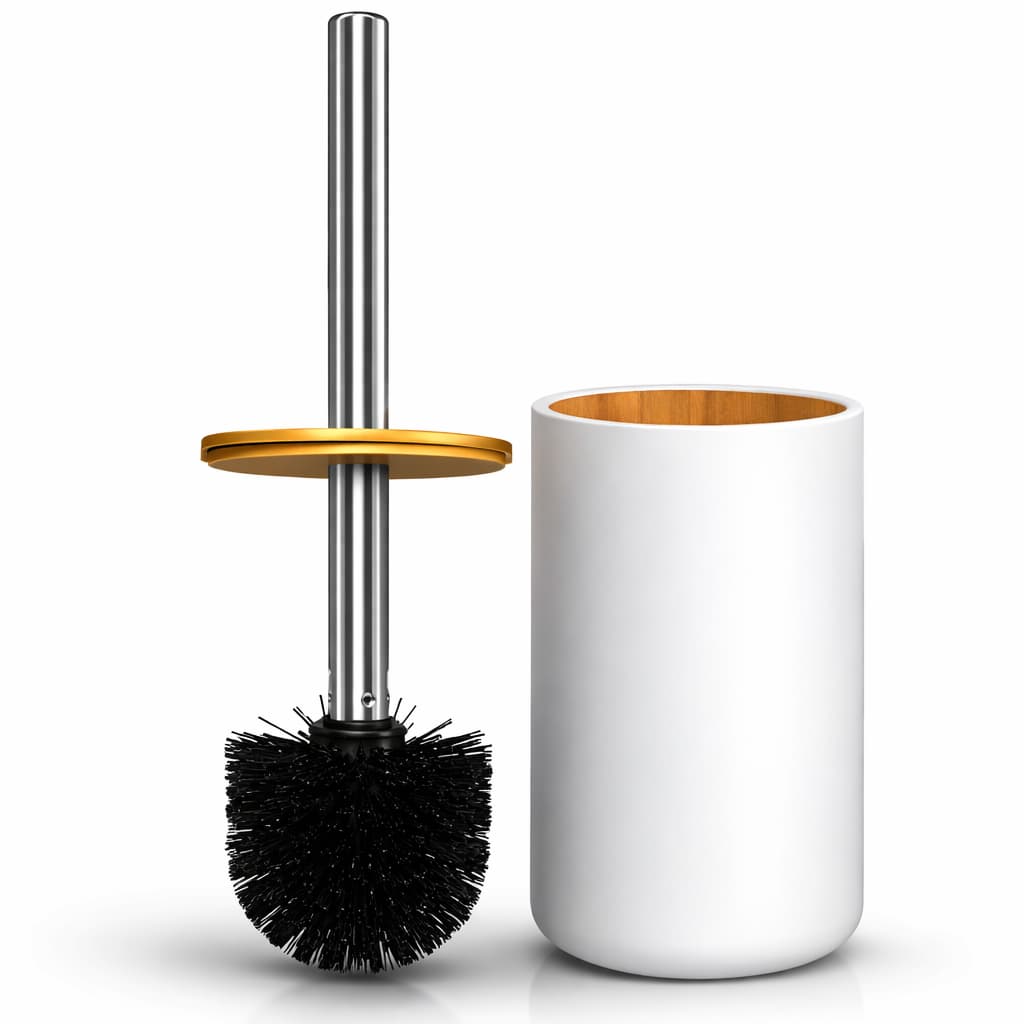 Escova de Limpar Privada com Suporte Bambu para Lavar Vaso Sanitário de Banheiro Casa Apartamento e Comercio