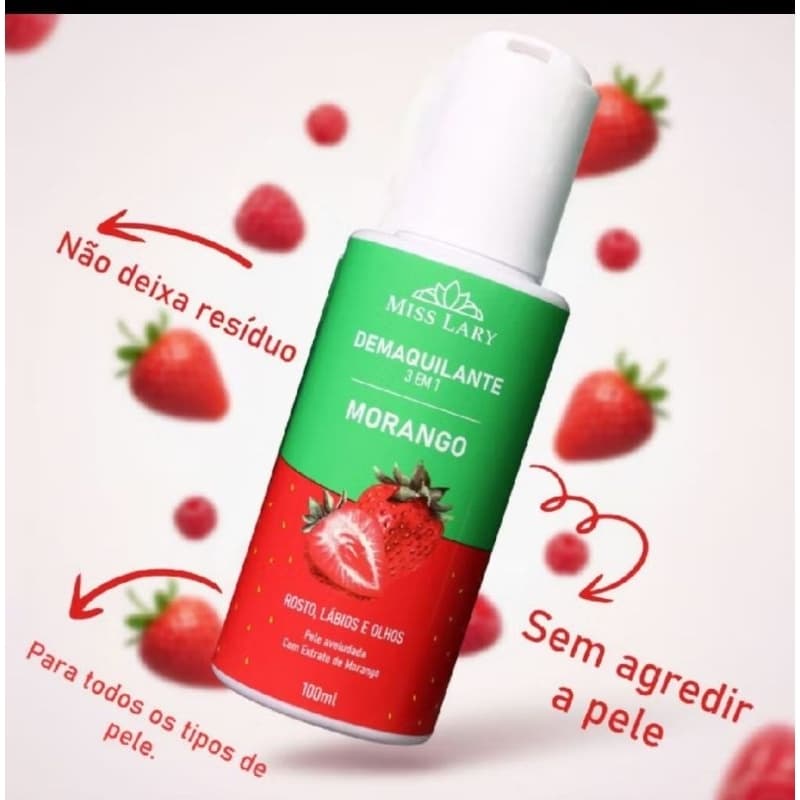 Demaquilante Bifásico Miss Lary 100ml - Remove Maquiagem à Prova D'água, Limpeza Rápida e Profunda