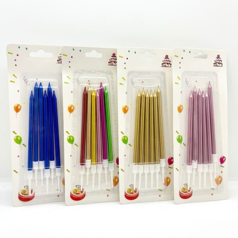 Kit Atacado Vela Palito 9cm Metalizada 120/180/300 Unid Decoração Bolo Parabéns Festa Premium Cores