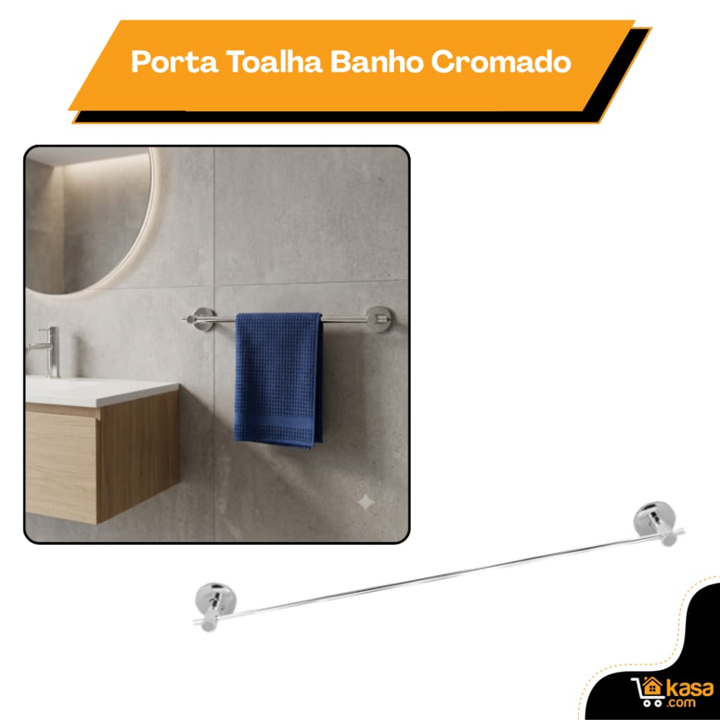 Suporte Porta Toalha Banho Stander Reto Aço Inox
