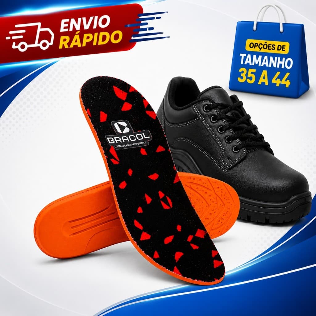 Palmilha de Conforto Bracol Soft Walk PU Original Sapatos Botas Tênis Botina Segurança Trabalho Anatômica Circulação