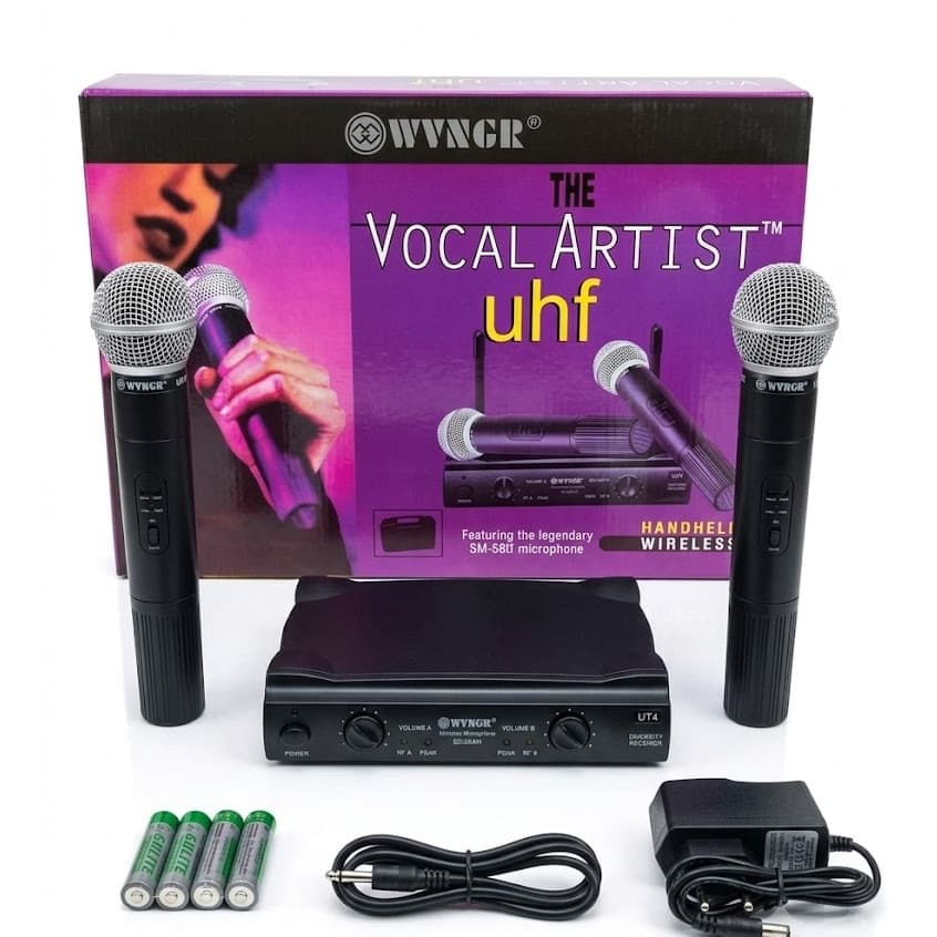 kit 2 microfones sem fio proficional WVNGR uhf vocal artisti
