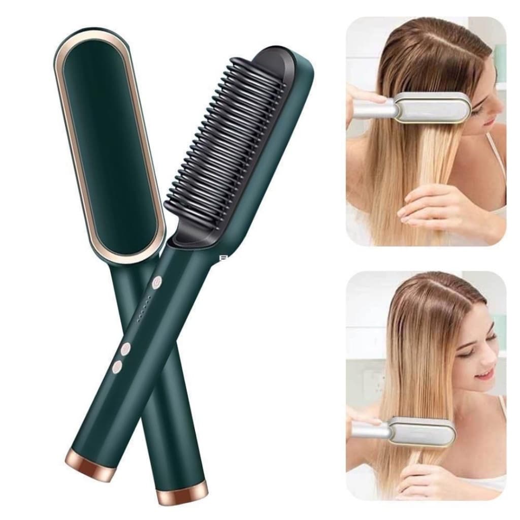 Escova Alisadora Bivolt 5 em 1 - Alisa, Hidrata, Modela, Alinha e Anti-Frizz.Escova Milagrosa
