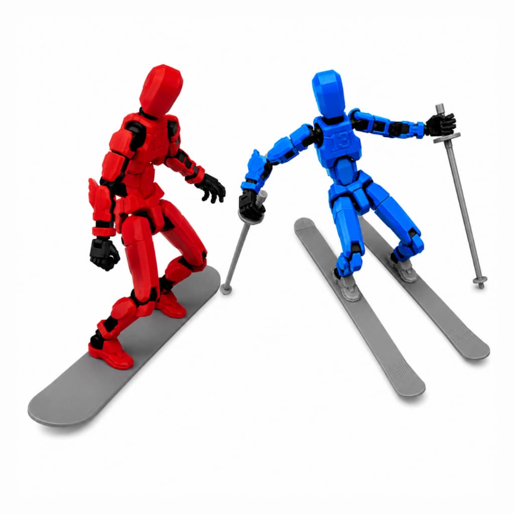 Boneco Dummy 13 titan + Snowboard + Esquis Action figure articulada coleção
