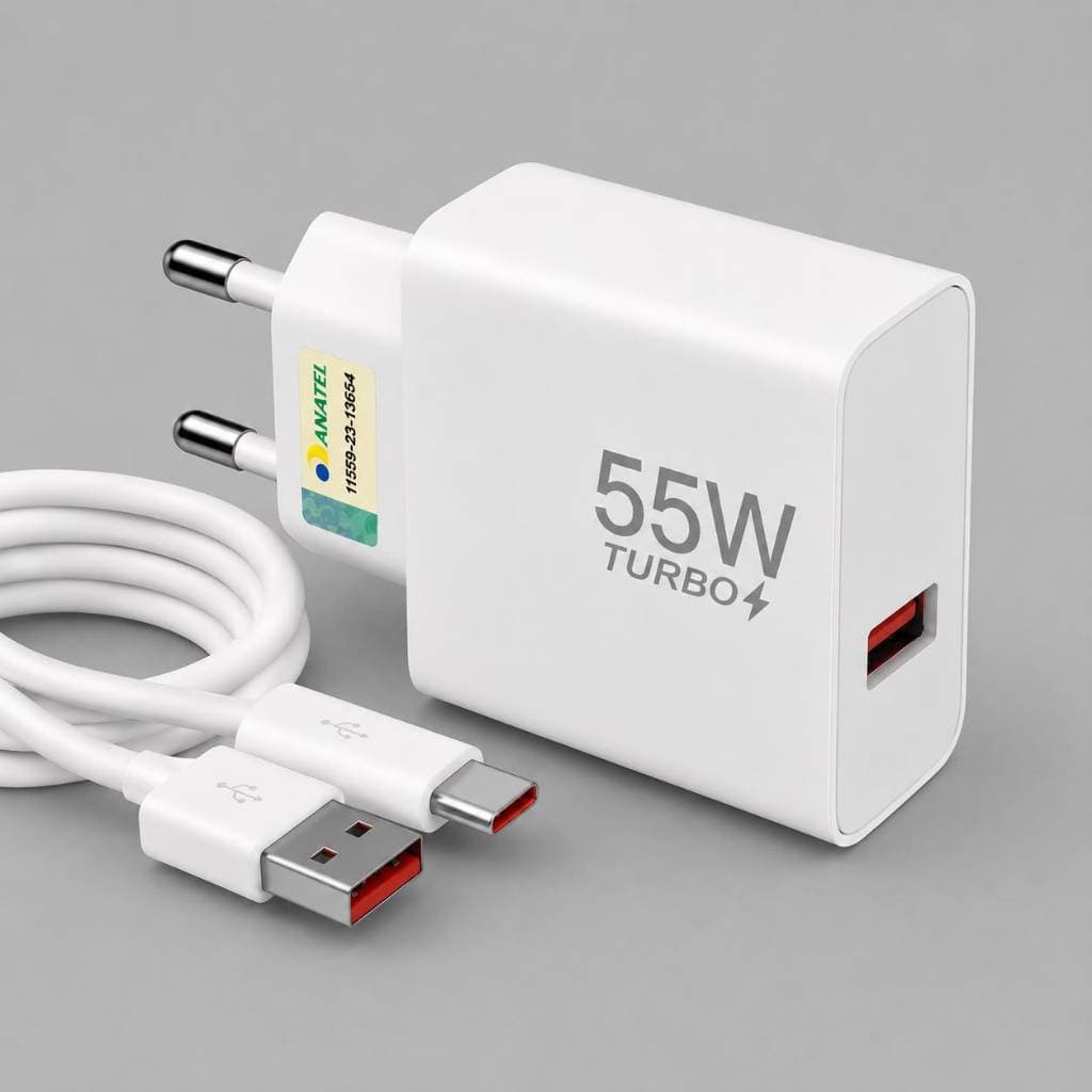 Carregador Completo Turbo Power Para Xiaomi Cabo USB + Cabo Tipo C 33W Origina