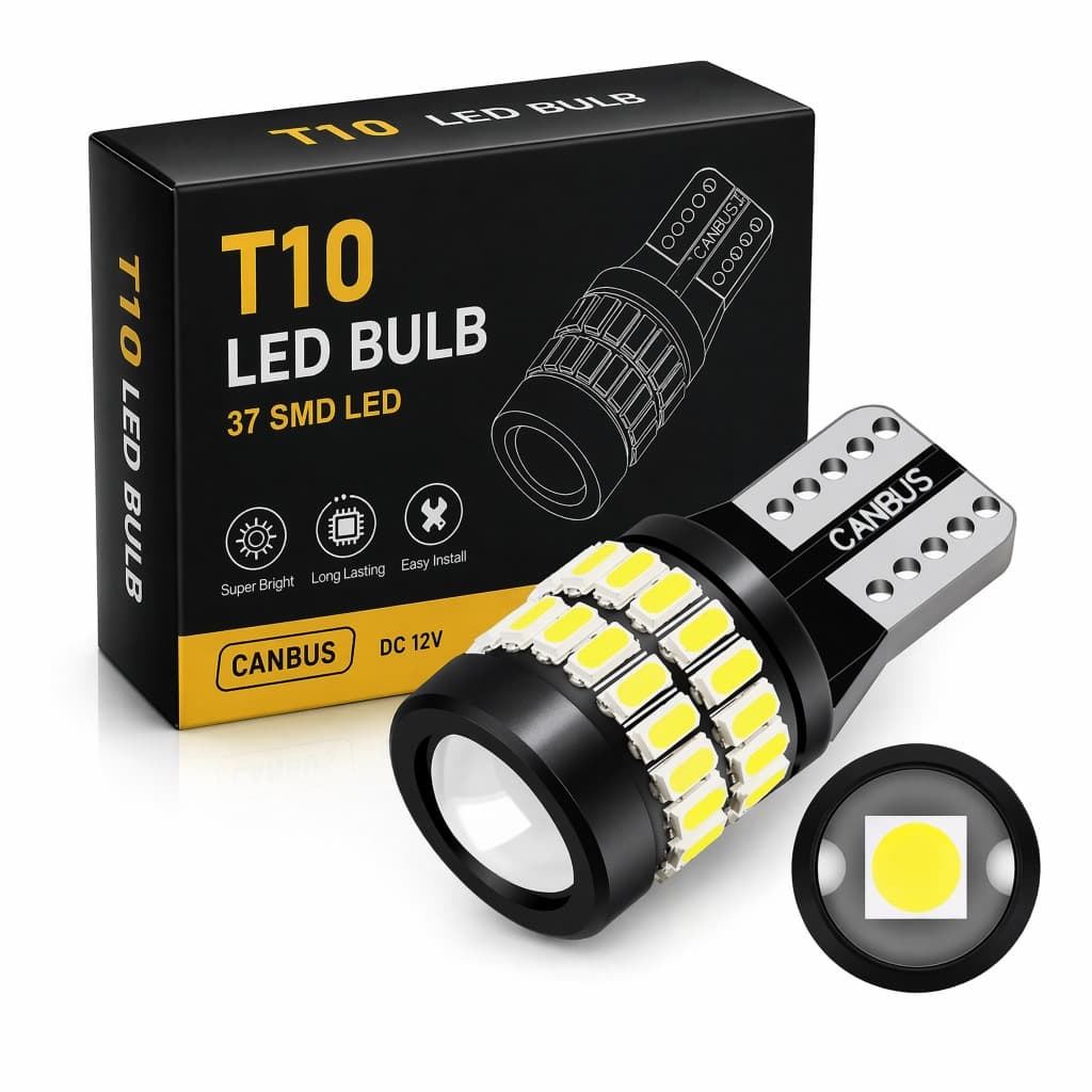 Par Lâmpada Meia Luz T10 37Leds Pingo Esmagada Led Duplo Com Projetor Extra Forte 6000k