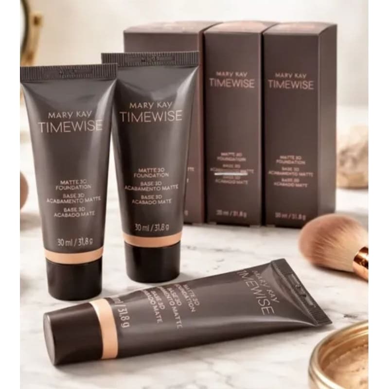 Base Líquida Mary Kay TimeWise 3D - Cobertura Natural, Controle de Oleosidade, Tecnologia Avançada