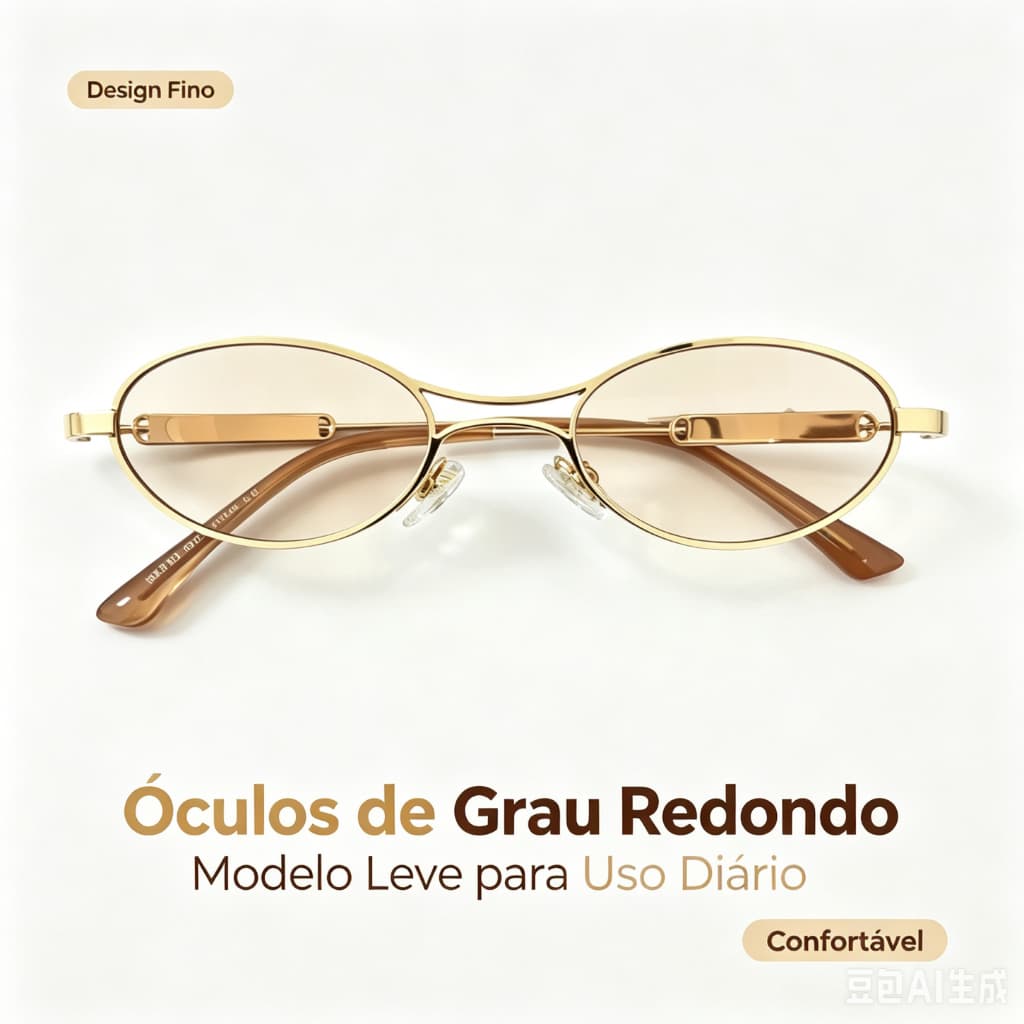 Óculos de Sol HA720 Oval em Metal Dourado, Lentes Amarelas Leves | Estilo Retrô Feminino, Proteção UV