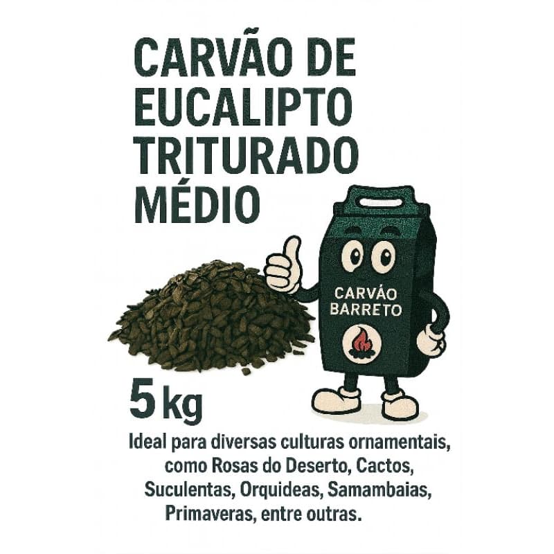 CARVÃO DE EUCALIPTO TRITURADO MEDIO 5 KG (PARA FLORES)