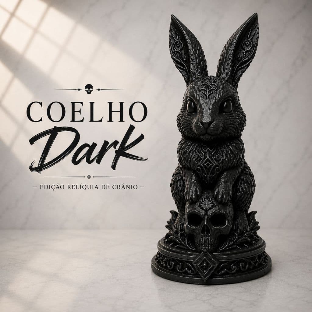 Escultura Coelho Dark Edição Relíquia Crânio Escultura Decorativa Moderna Luxo Minimalista Sala Escritório