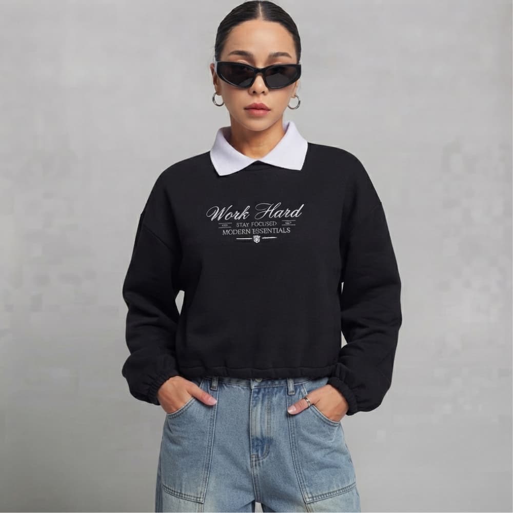 Moletom feminino flanelado, inverno, gola polo, tendencia gringas