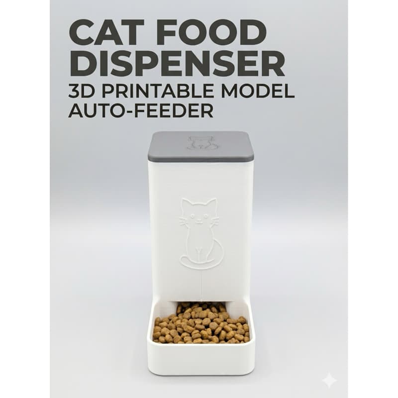 Dispenser Ração Gato Automático | Comedouro Gravidade 3D | Alimentador Automático Gato Cachorro Pequeno