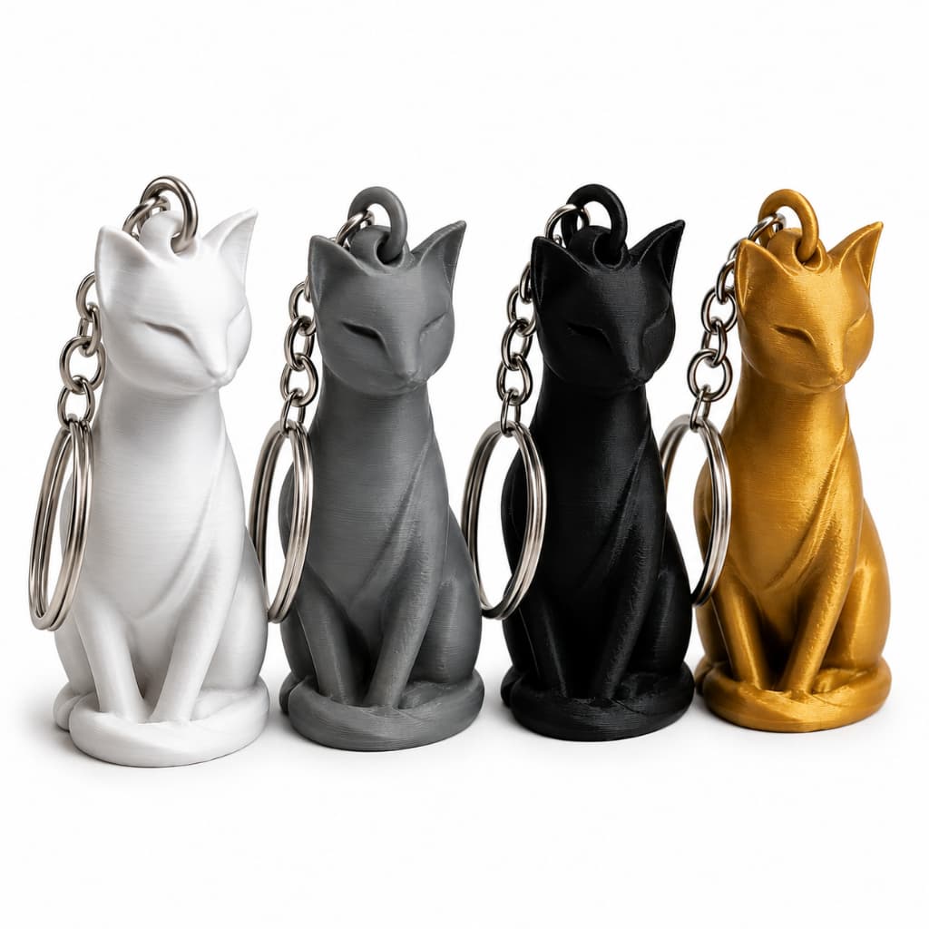 Kit 10/20 Unidades Chaveiro Gato 3D Minimalista | Lembrancinha Gatinho Cores Sortidas