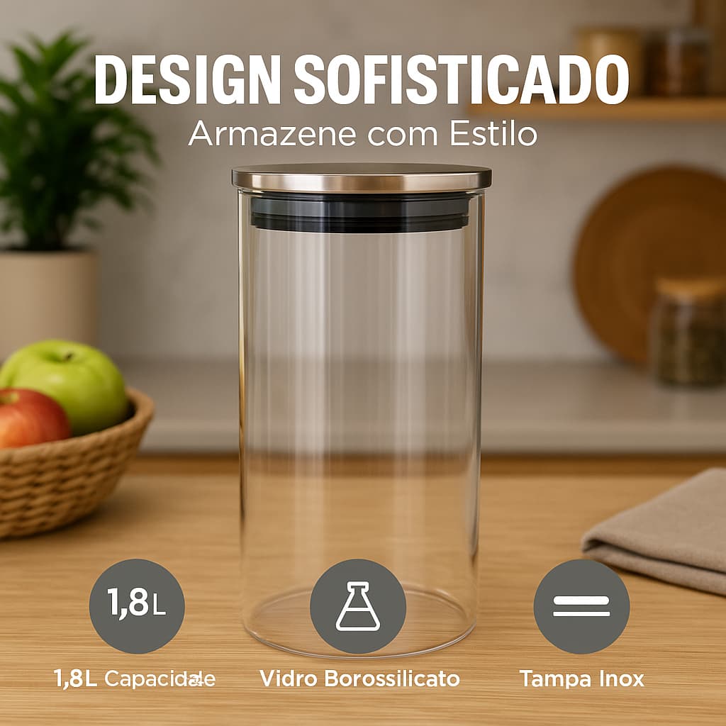 Pote Hermetico Redondo Tampa Inox 18 Litros Conservacao Alimentos Vedacao Segura