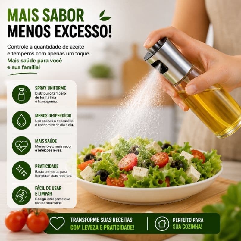 Galheteiro Spray Azeite Vinagre 200ml Borrifador de Óleo Tempero Vidro Dispenser Cozinha