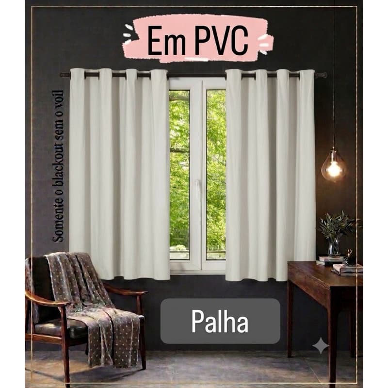 Cortina Blackout  Palha 2,80m x 1,60m Quarto Sala Cozinha