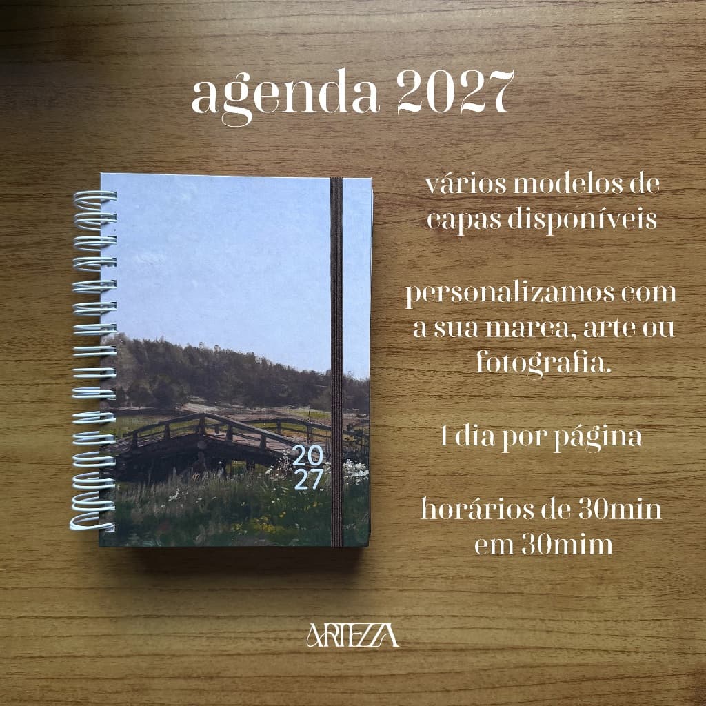Agenda 2027 | 1 dia por página | datada | horários | divisórias | personalizada