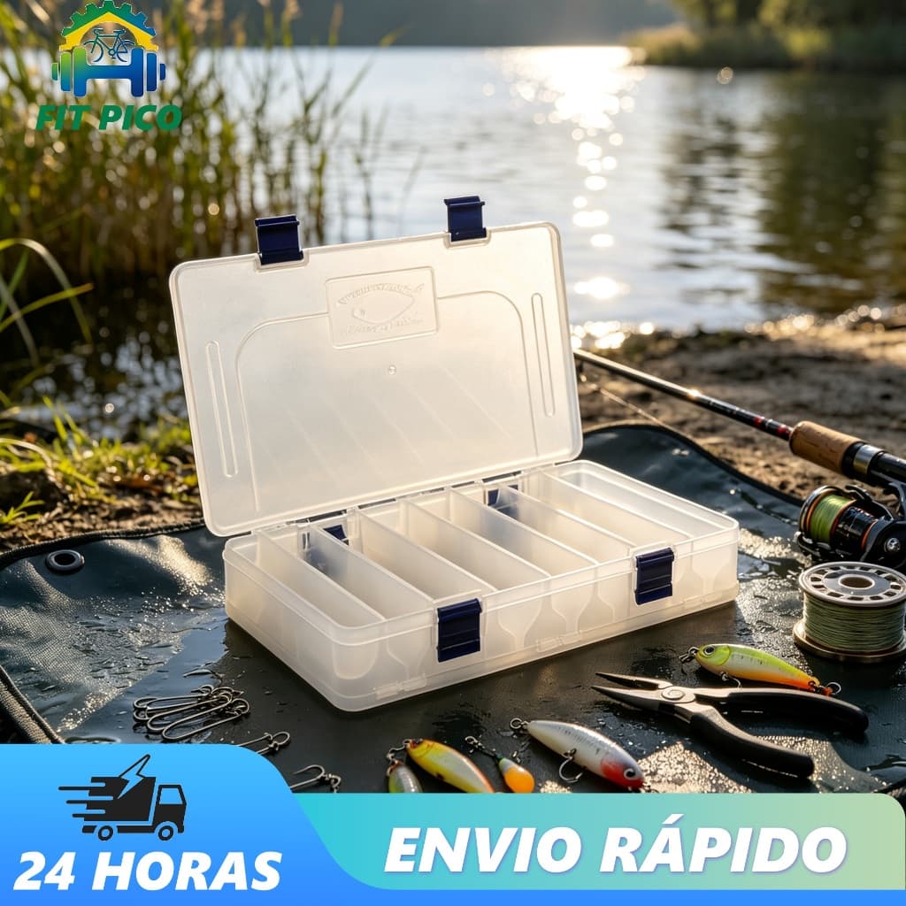 Estojo Duplo Organizador Isca Artificial Rochel Pesca Caixa Transparente 16 Divisórias