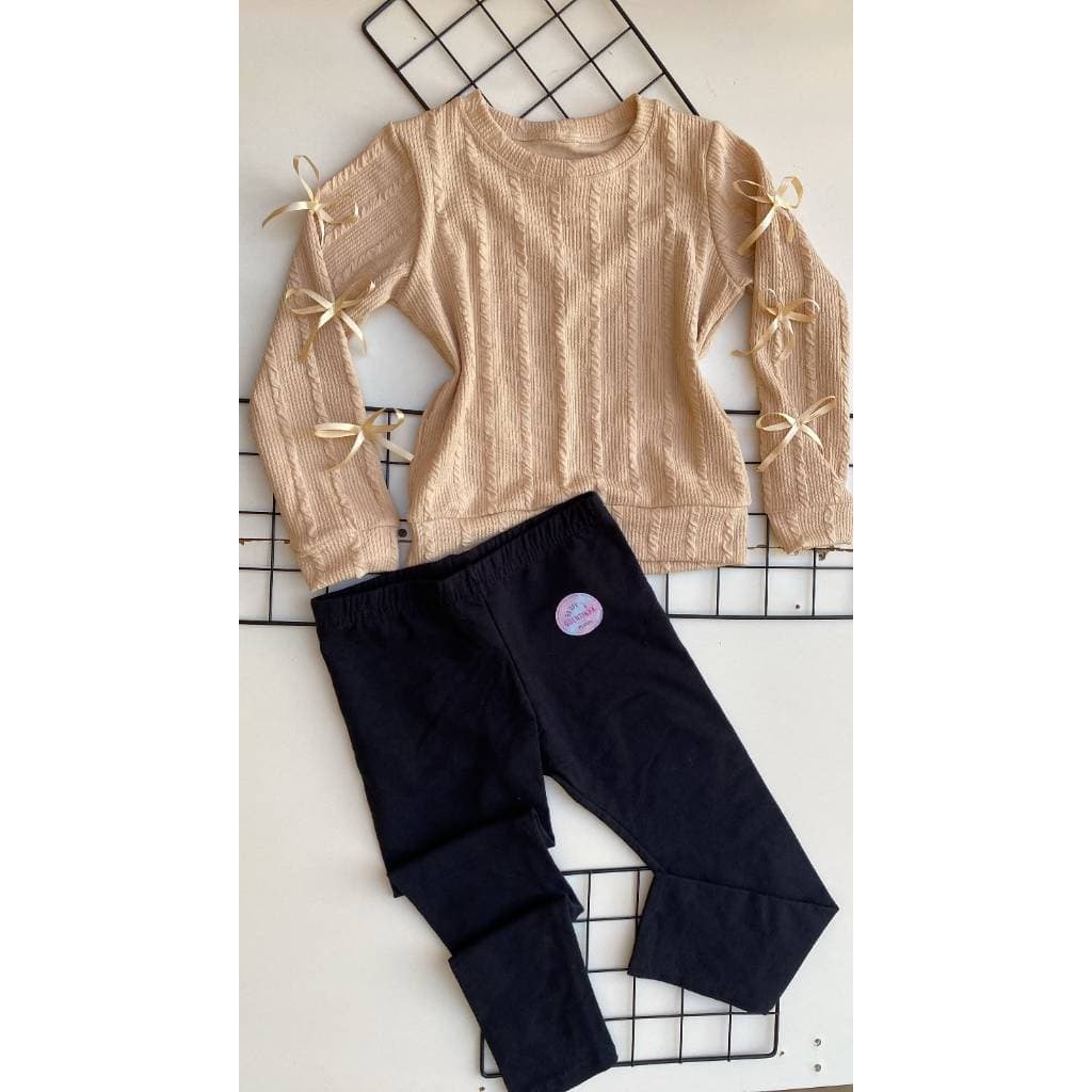 Conjunto com leguing peluciada Blusa Manga Longa Feminino Infantil Confortável e estiloso