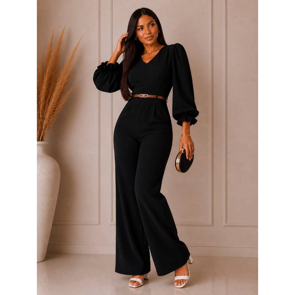 Macacão Feminino Manga Longa Elegante Pantalona Casual Tamanho Único 40 ao 44