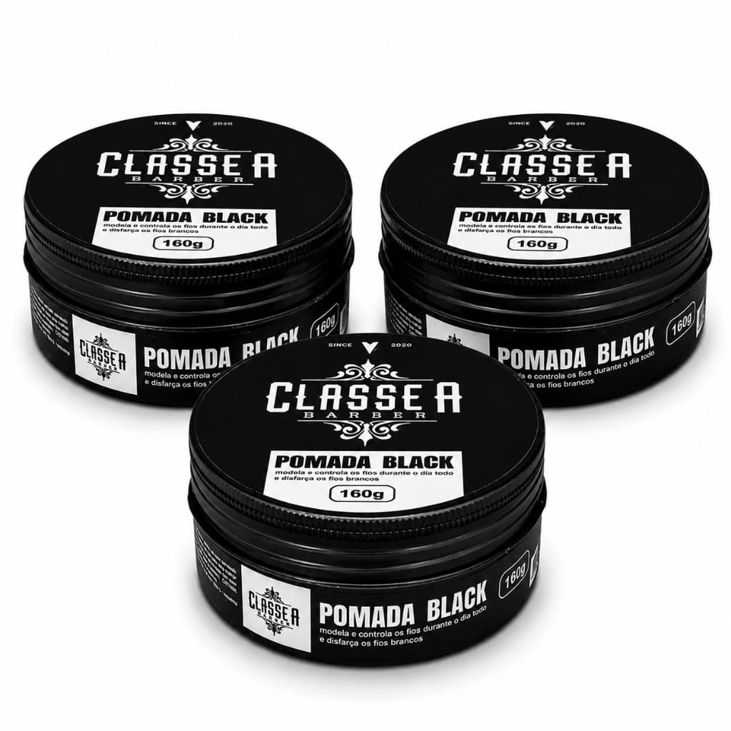 POMADA MODELADORA EFEITO BLACK PIGMENTA FIOS DE PRETO 160G - 3 UN - CLASSE A