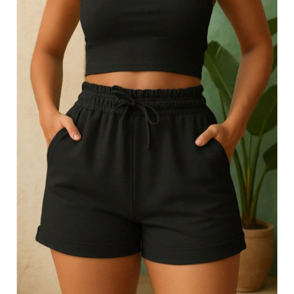 Short Feminino Moletom Bermuda Feminina Short básico Short Algodão Super Confortável soltinho treino