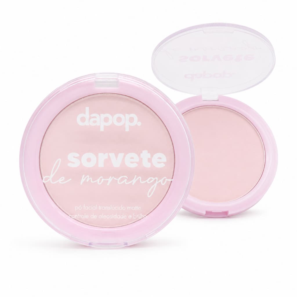 Pó Translúcido Matte Dapop Sorvete de Morango Controle de Oleosidade Acabamento Aveludado