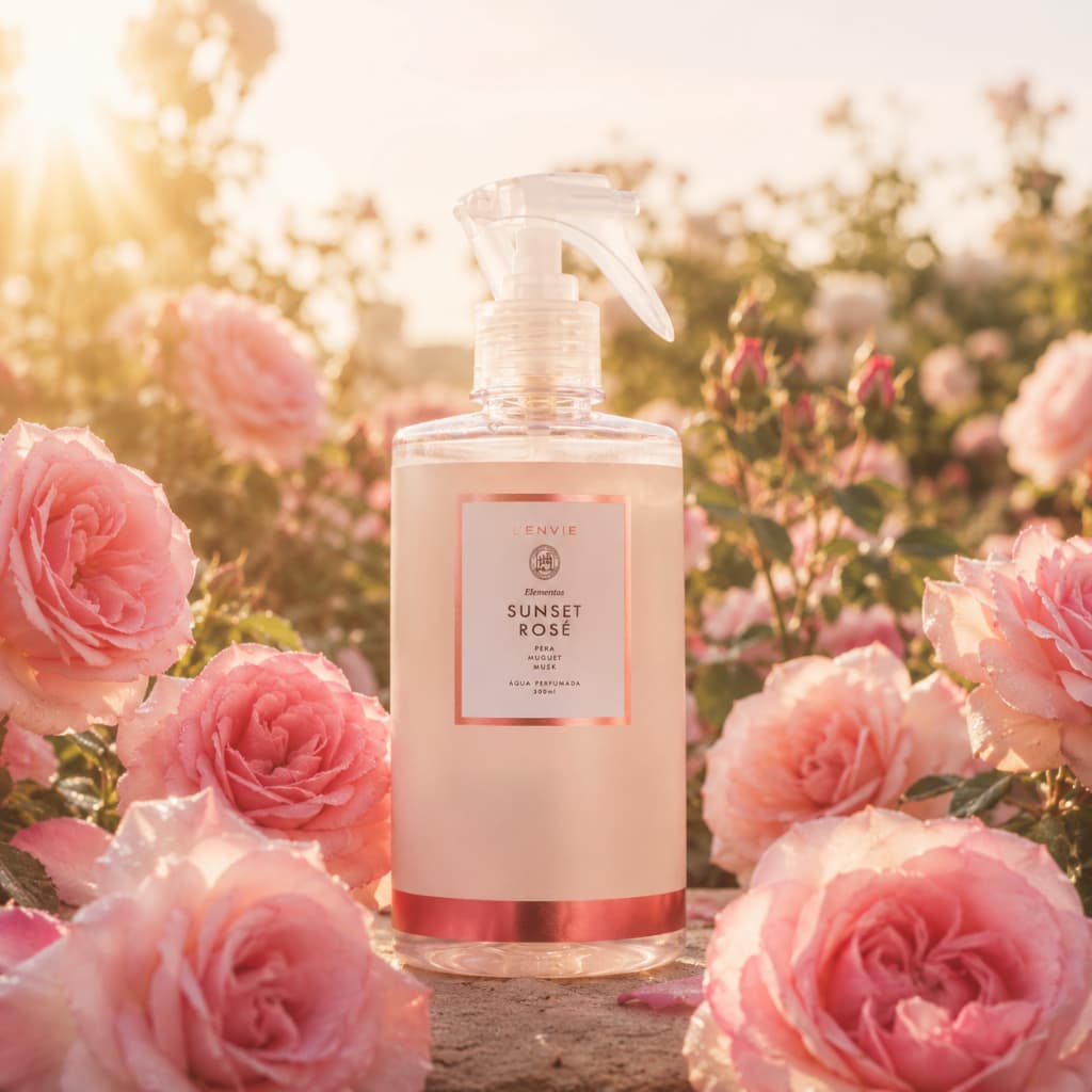 Água Perfumada Lenvie Sunset Rose 500ml - Roupas e Tecidos