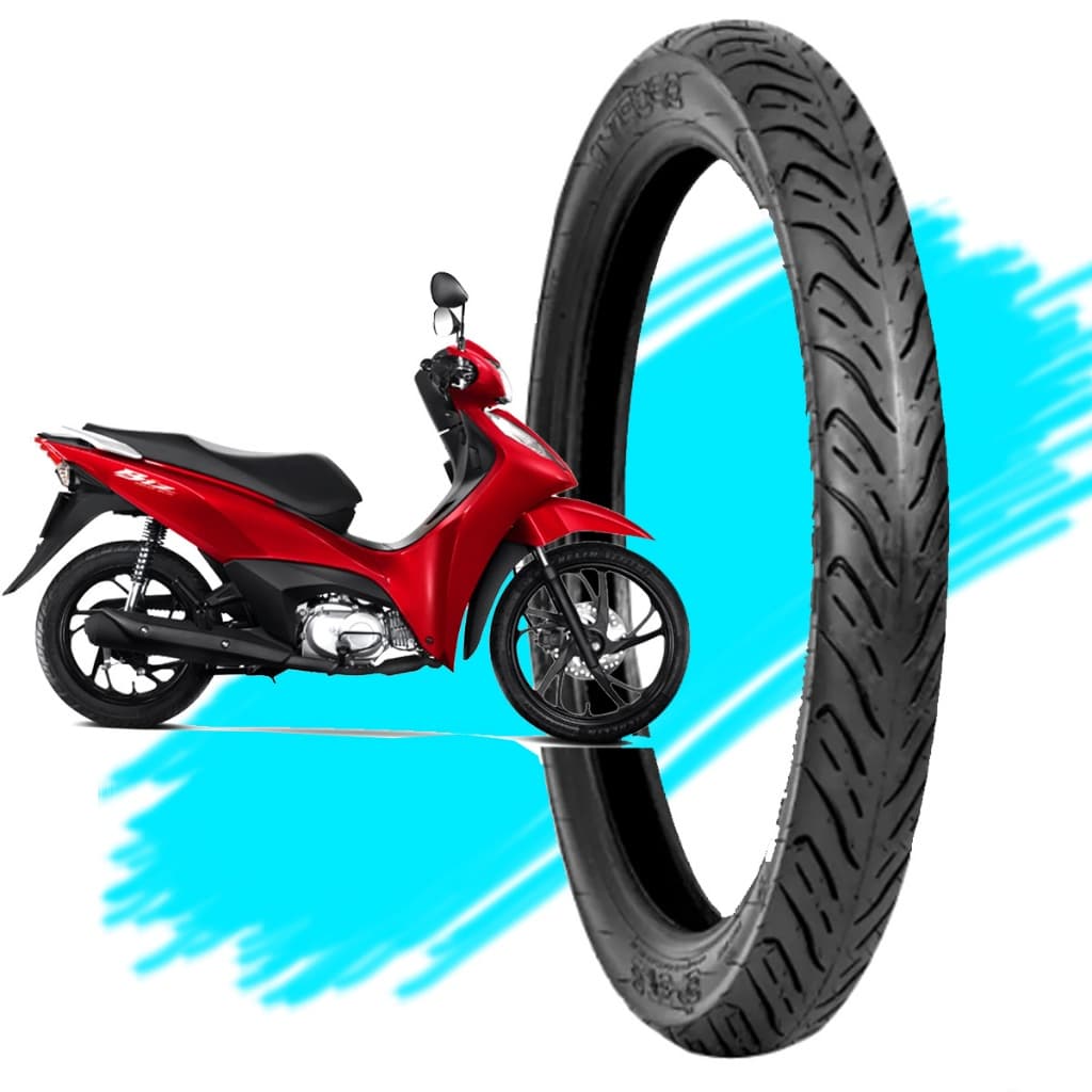Pneu Dianteiro 60/100-17 Sport R Technic BIZ125 POP WEB100 SHINERAY para uso com Câmara