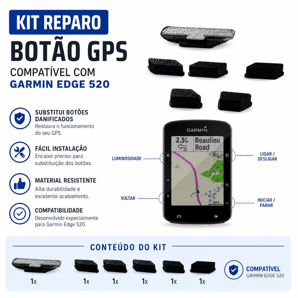 Kit Reparo Botão Gps Compatível Com Garmin Edge 520