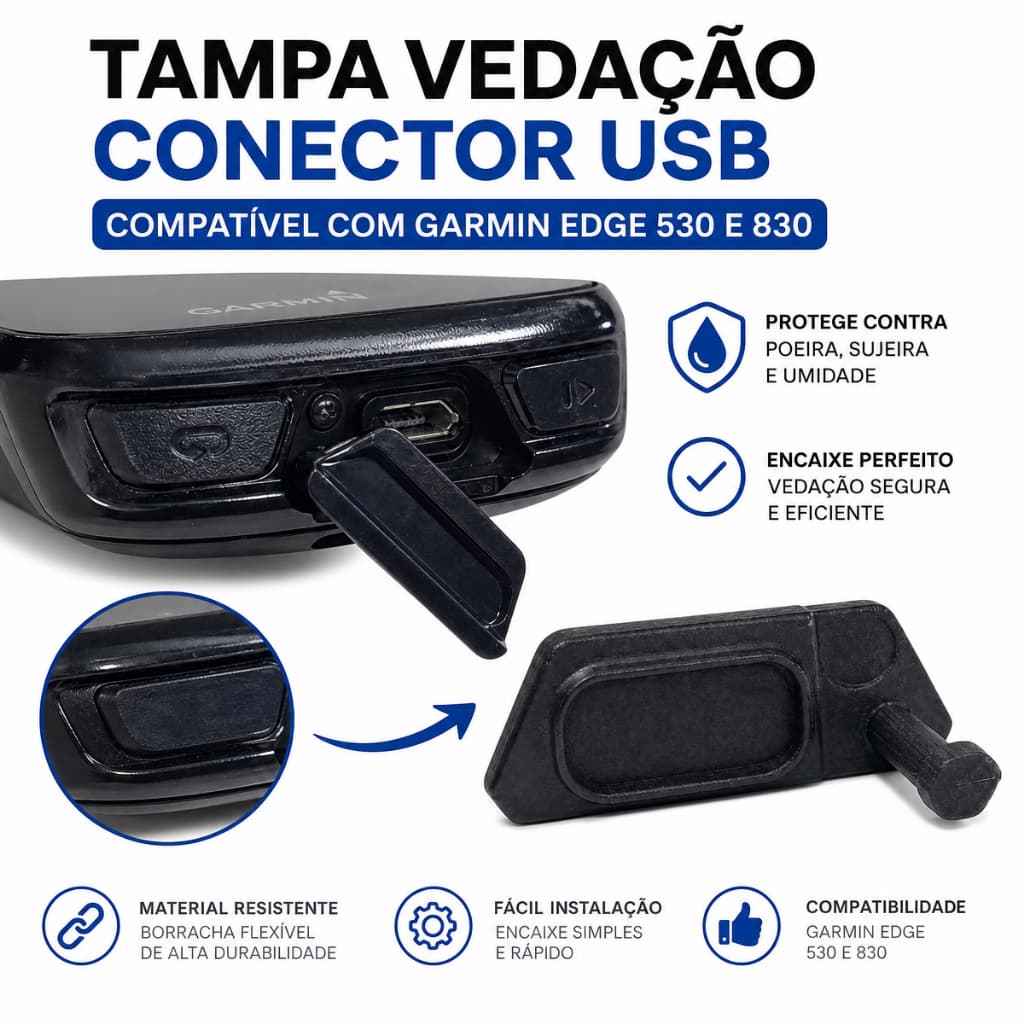 Tampa Vedação Conector USB Compatível Com Garmin Edge 530 E 830